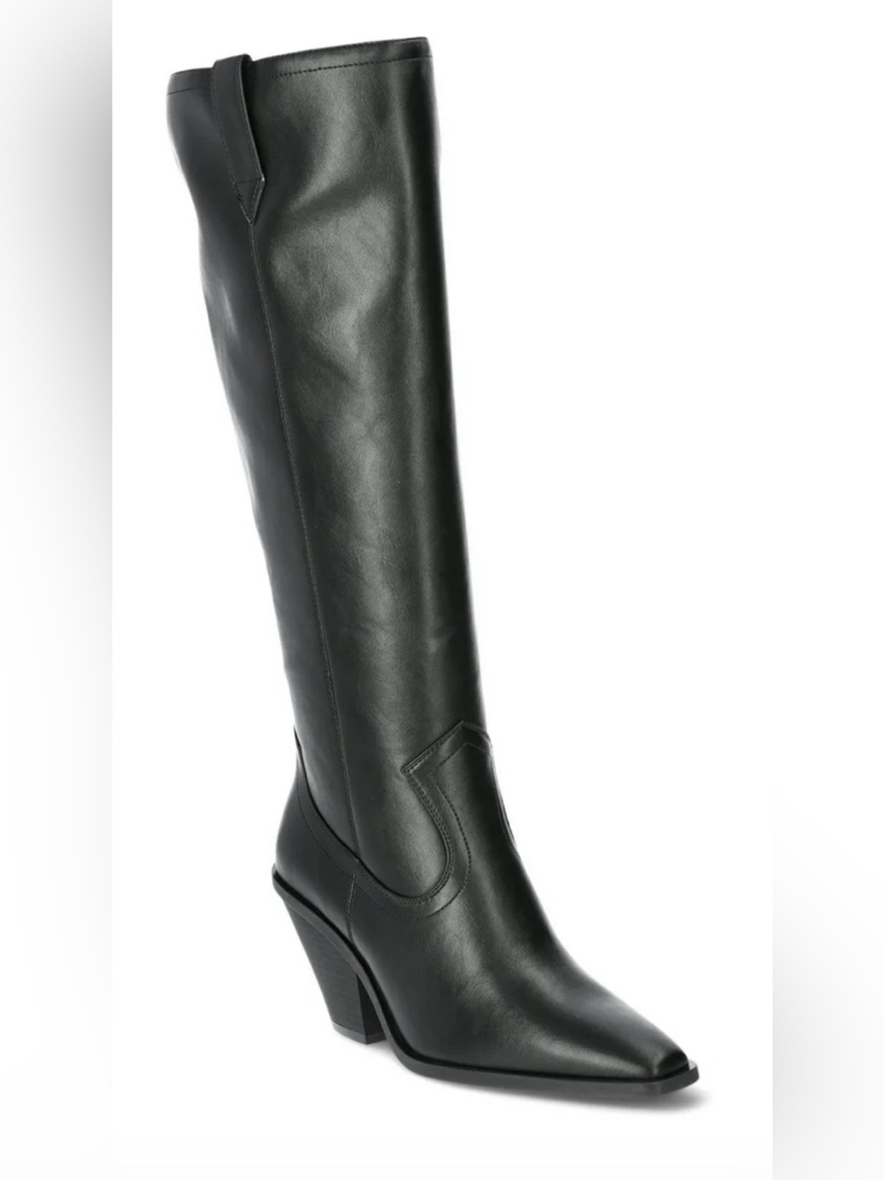 Classic Black Over-the-Knee Leather Boots - Elevated Heel
